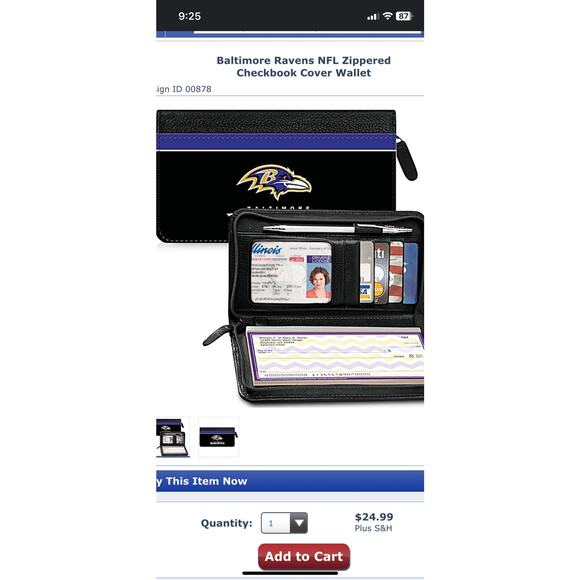 Baltimore Ravens wallet/checkbook case - Picture 4 of 5